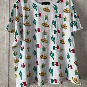 White tee with Mexican detailing